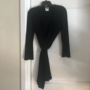 Black Bebe Wrap Mini-Dress, Size M